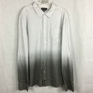 True Love & False Idols Shirt Men Sz XL White Gray Ombre Plaid Cotton‎ Button Up